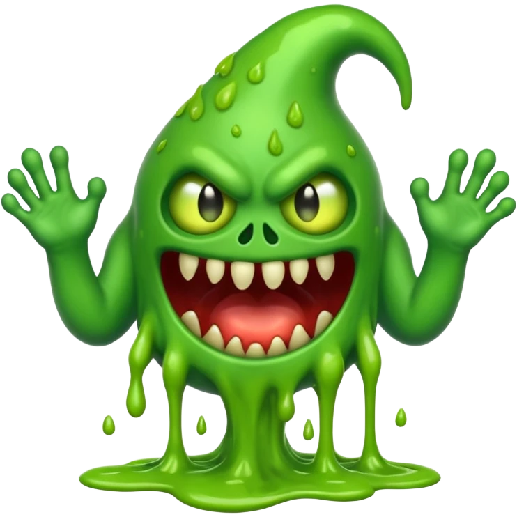 Slime monster. scary sinister. slime attacks. show full body emoji