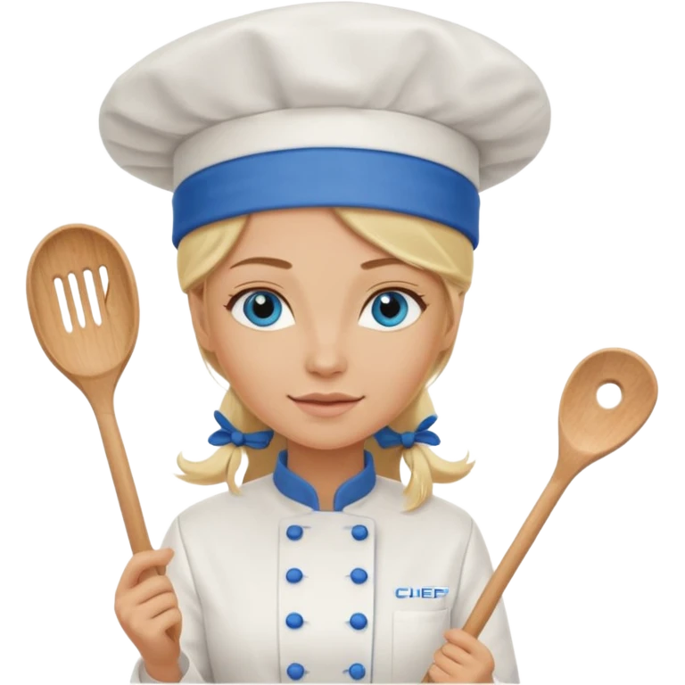 Sexy Long Blonde hair blue eyed female chef emoji