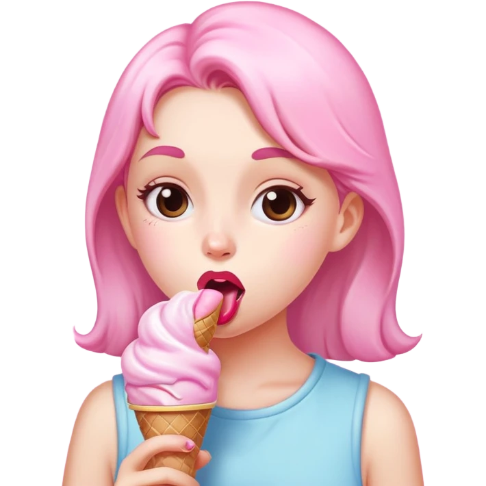 A naked girl with big tits licks ice cream emoji