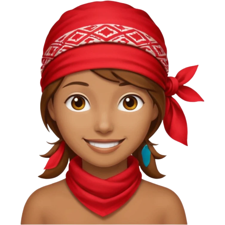 brown haired woman with wearing red bandana emoji