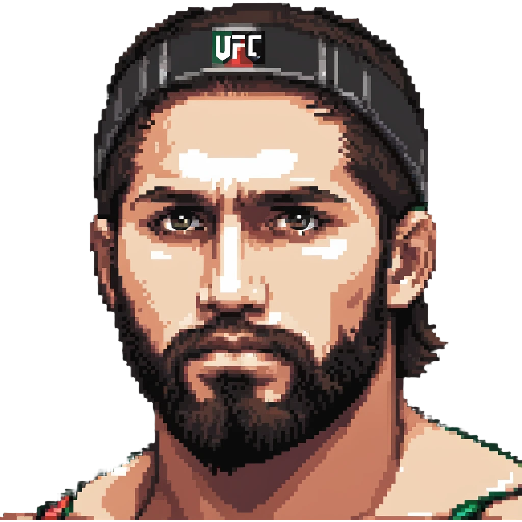 Islam Makhachev MMA fighter with beard and serious expression, UFC champion emoji