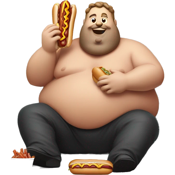 Fat guy eating hotdog emoji