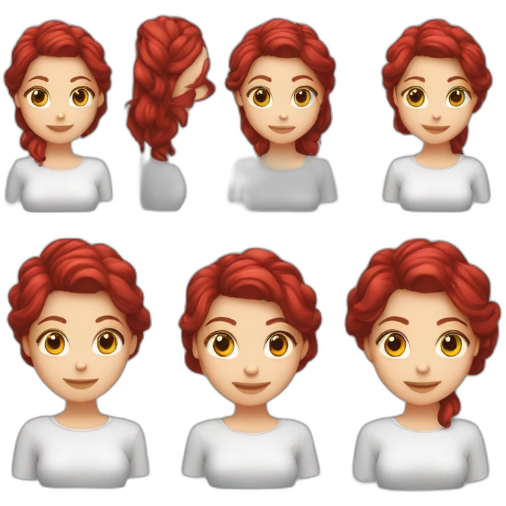 Menina caucasiana de cabelo vermelho longo liso piscando emoji