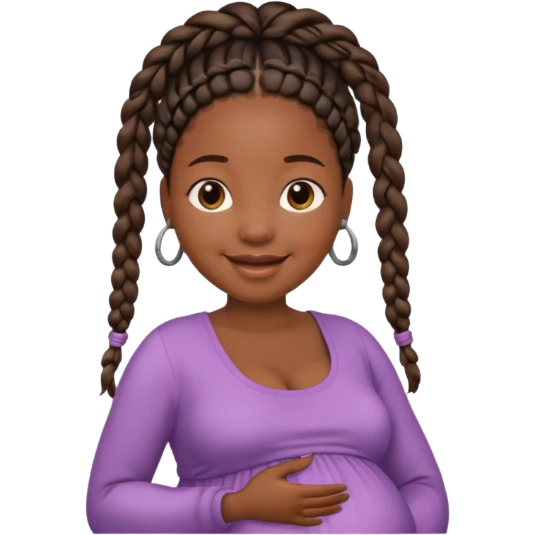 pregnant black woman with braids emoji
