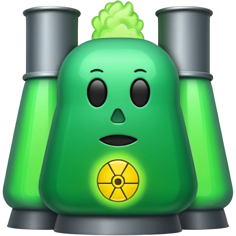nuclear power plant with green radioactive glow, more realistic, emoji style, option 3 emoji