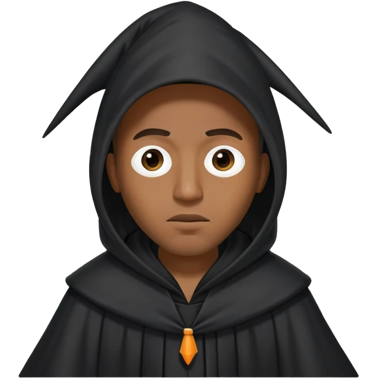 Rapping black male wearing Tall black robe with cone-shaped hood covering face, two eyes slightly visible through slit.” emoji
