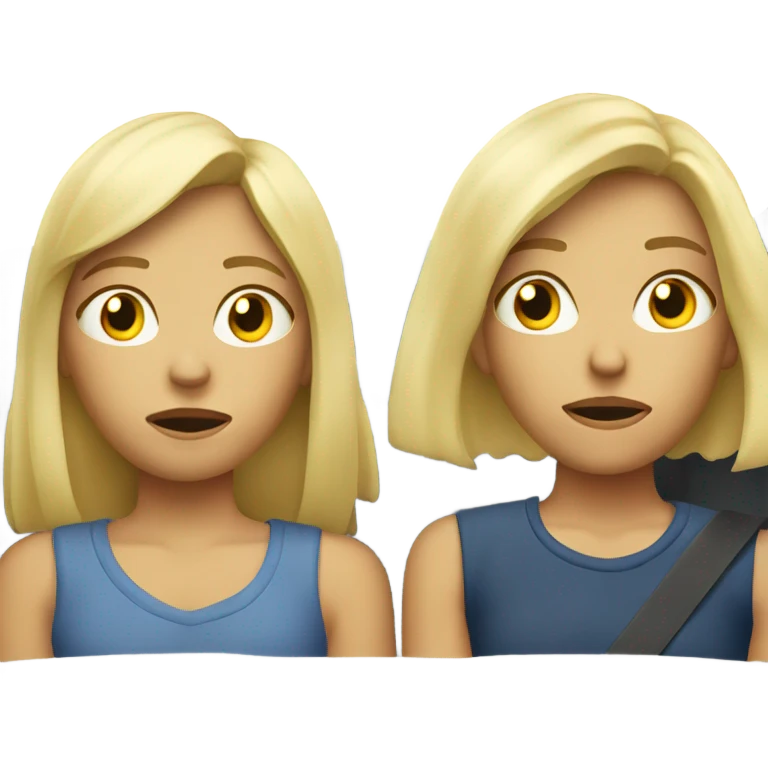Two blond girls bored in a car emoji