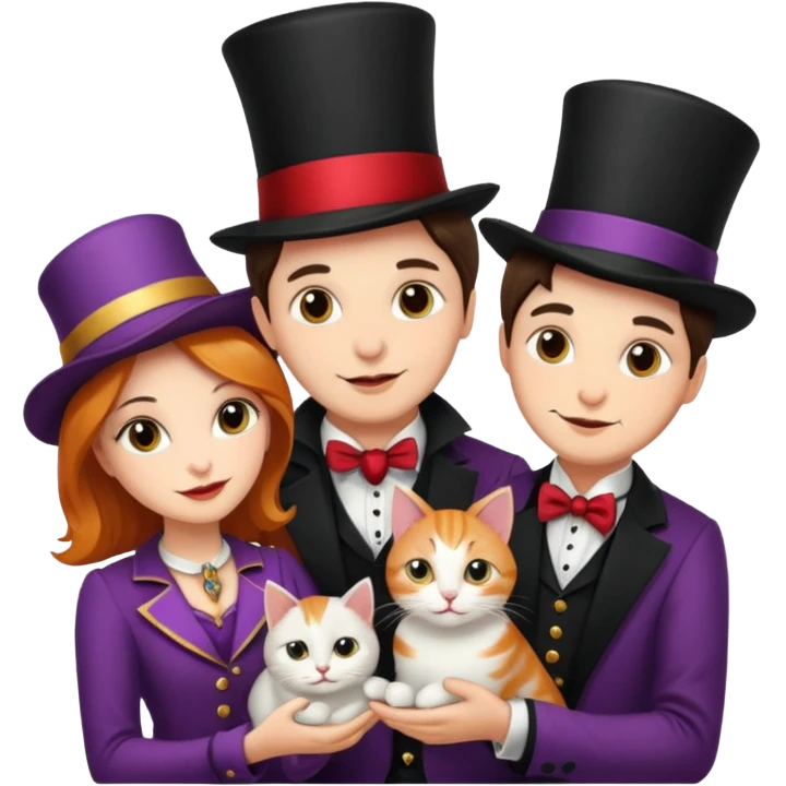 magician couple and their pet cat emoji