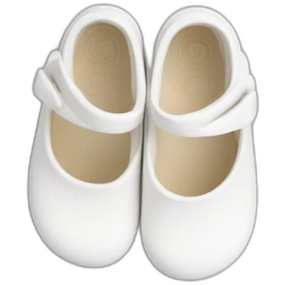seamless baby clog shoe, top view, white emoji