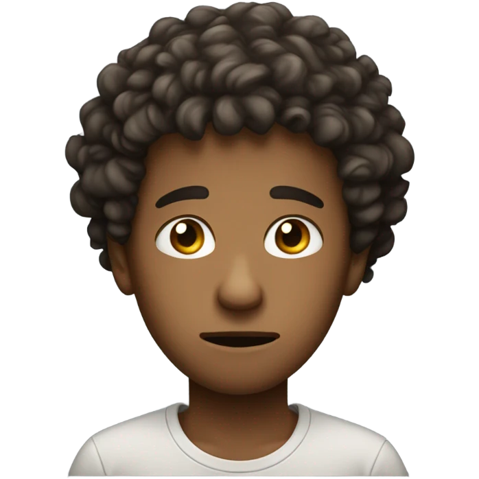 young man curly hair sad emoji