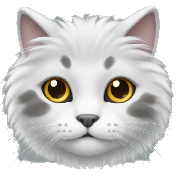 White and grey fluffy cat  emoji