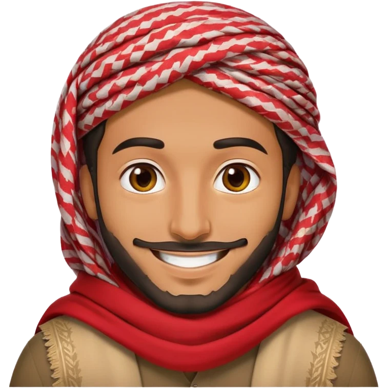Saudi man with a red shemagh, smiling emoji