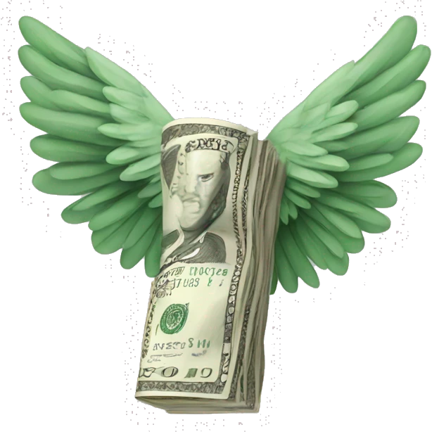 Lots of dollars with wings emoji