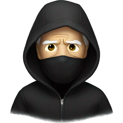 joe biden with a black hoodie over his head and laser eyes emoji