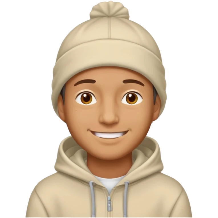 man with creme cap and hoodie emoji