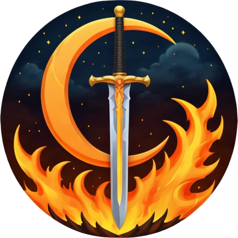 sword fire moon emoji
