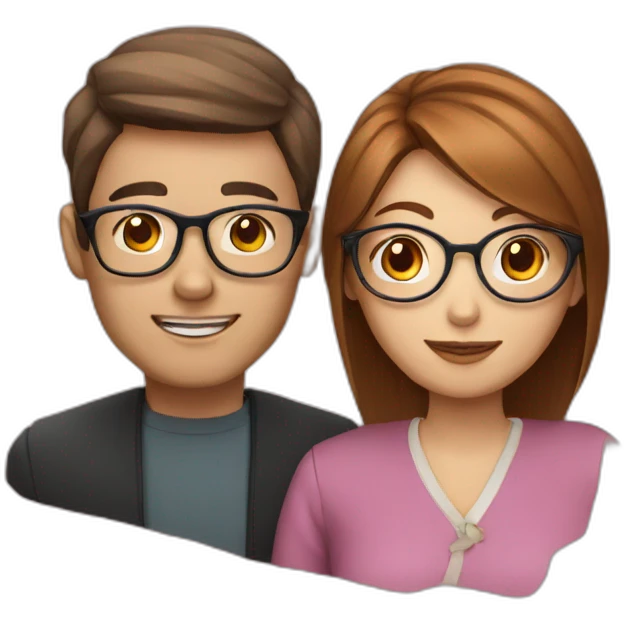 Read head girl and chinese man with glasses emoji