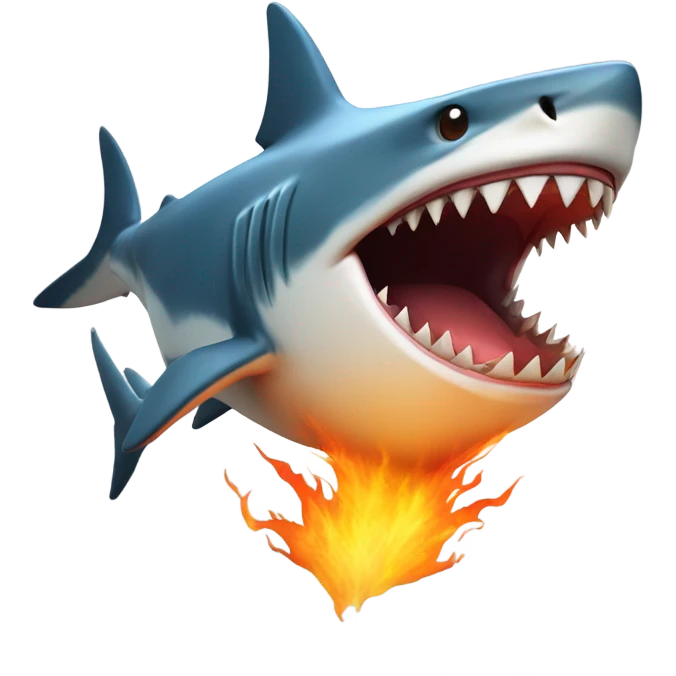 Shark breathing out fire ￼ emoji