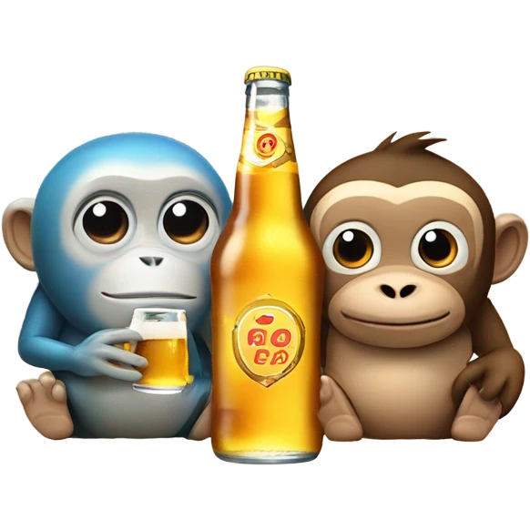 Fish and monkey drinking beer  emoji