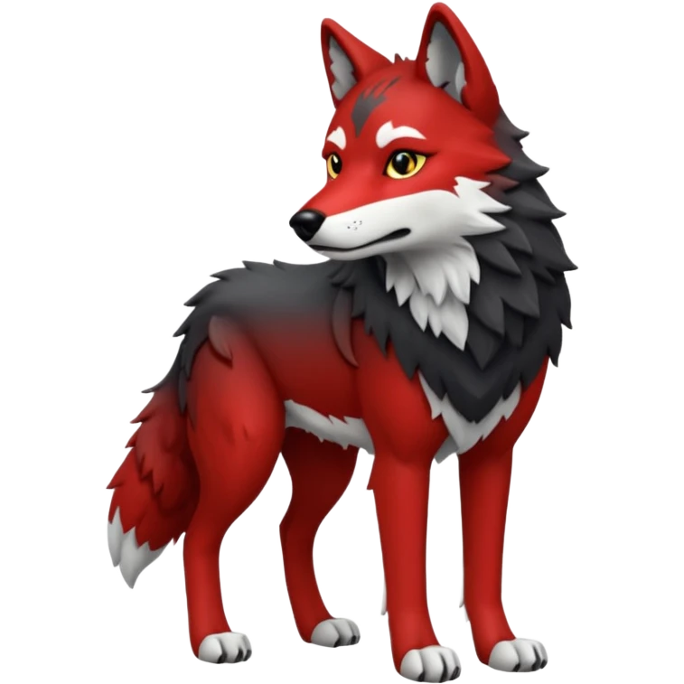 Full body red and black wolf with white accents  emoji