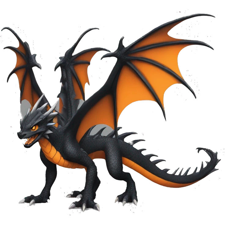 cool edgy black and orange Dark-type nargacuga dragon Pokémon full body emoji