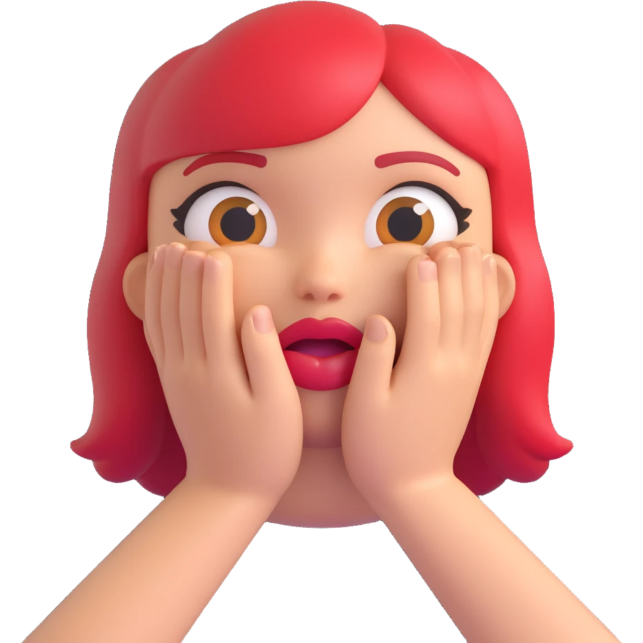 flirty emoji with hands together in a suggestive gesture, lips biting gently, head tilted, direct eye contact, confident teasing, charming, bright warm colors, smooth cartoon finish emoji