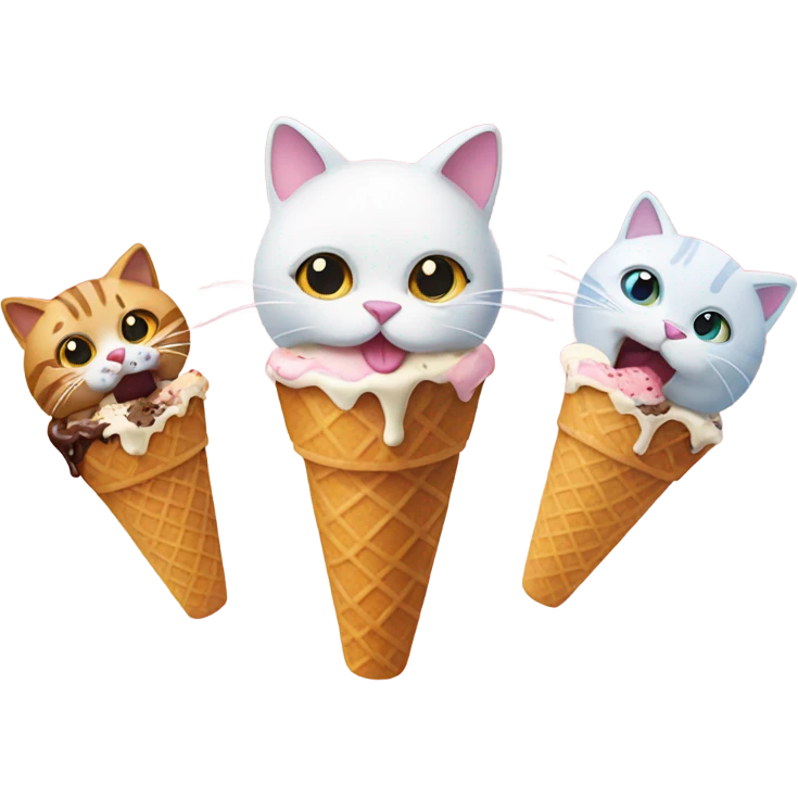 Cats eating ice cream emoji