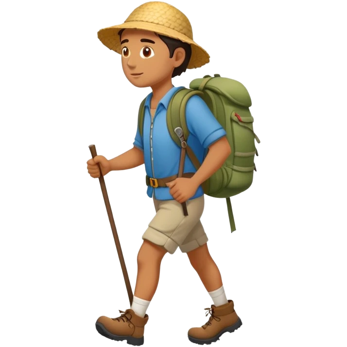 lonesome hiker walks down the camino de santiago path emoji