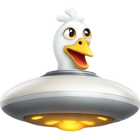 flying saucer with a chicken emoji