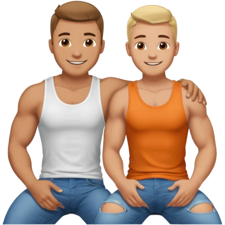 Gay man bouncing on another gay man’s lap emoji