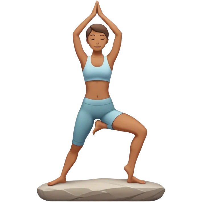 A person stands on a stone doing  standing yoga emoji