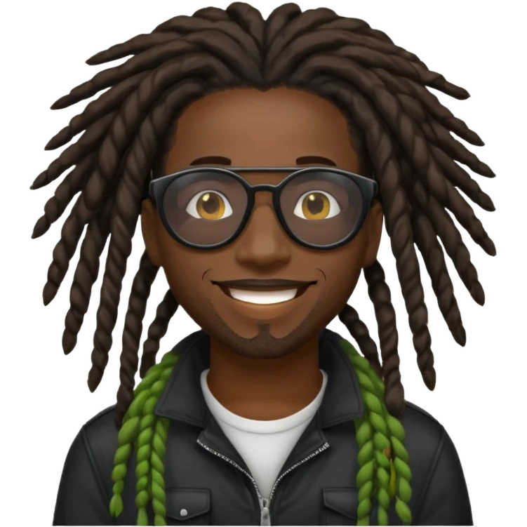 a black african guy with dreadlocks, wearing black shades and aura farming emoji emoji