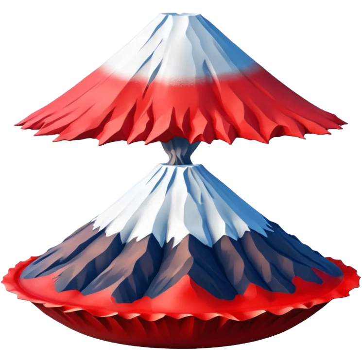 Create a 3D Mount Fuji with red color. There must be no clouds on top. emoji
