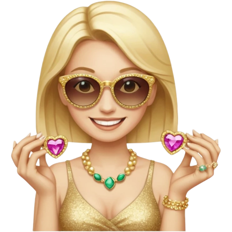 Cat wearing sunglasses smiling superstitious woman squeezing her family jewels emoji