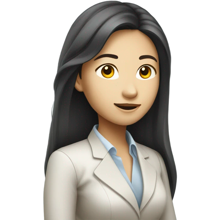 successful pretty long haired asian girl working in finance emoji