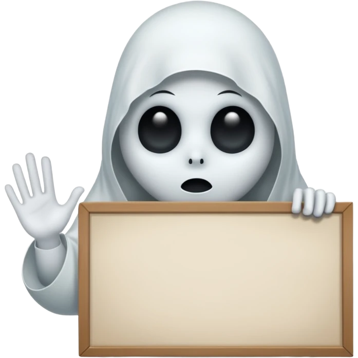 A ghost holding a large blank sign emoji