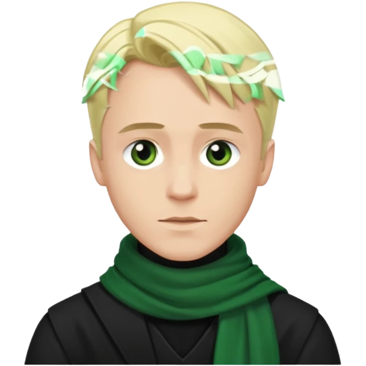 draco malfoy, black shirt,  green scarf emoji