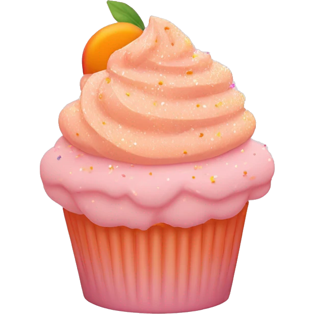 cupcake with light pink frosting and light orange cupcake wrapper and peach sprinkles and orange sugar sprinkles… no brown or fruit on top emoji