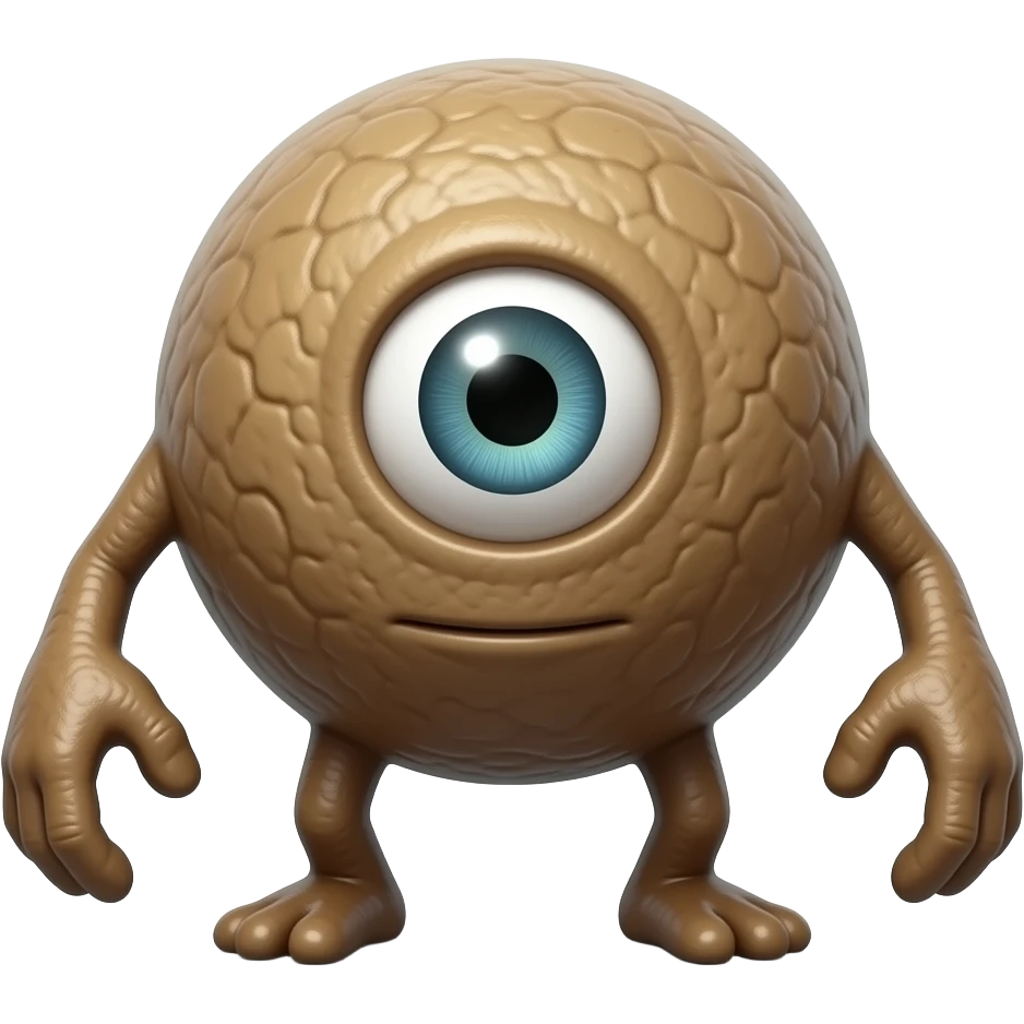 A ball with legs with no arms and with one single eye emoji