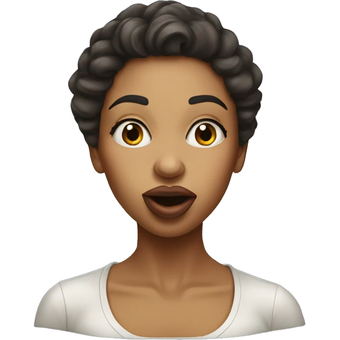 realistic portrait of woman giving an air kiss emoji