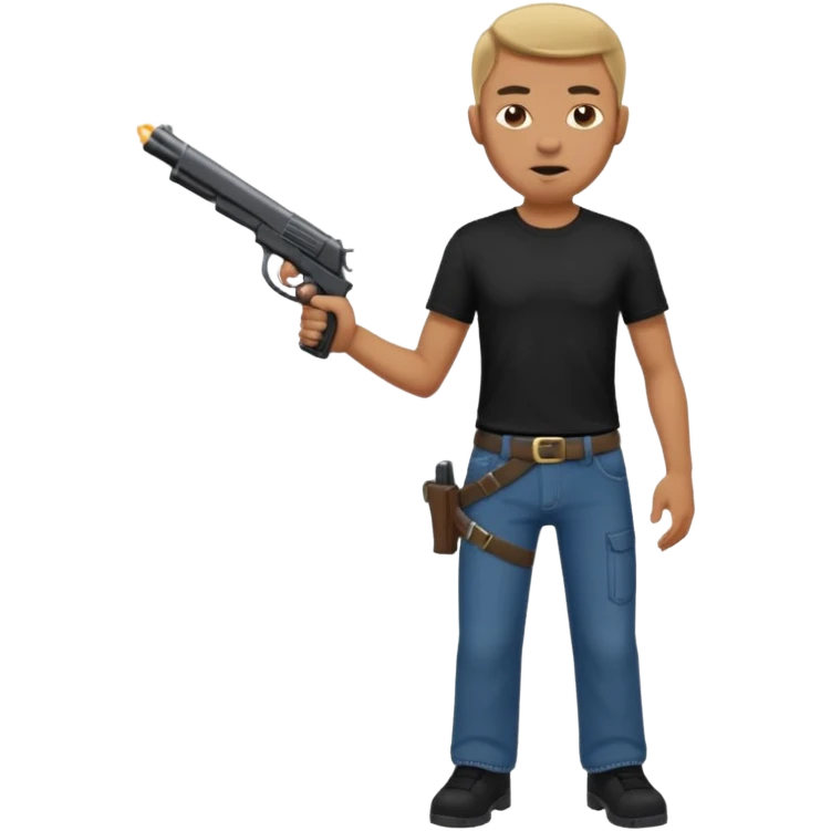 Guy holding a gun sagging his pants like a gangster emoji
