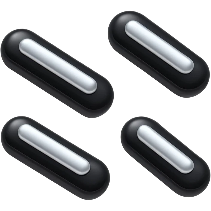 Minimalistic futuristic black medicine pills pack emoji, metallic black and white, reflective sleek surfaces, flat vector design, high-tech clean UI icon emoji