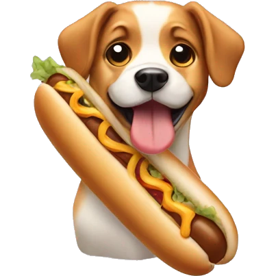 Dog in a hotdog bun emoji