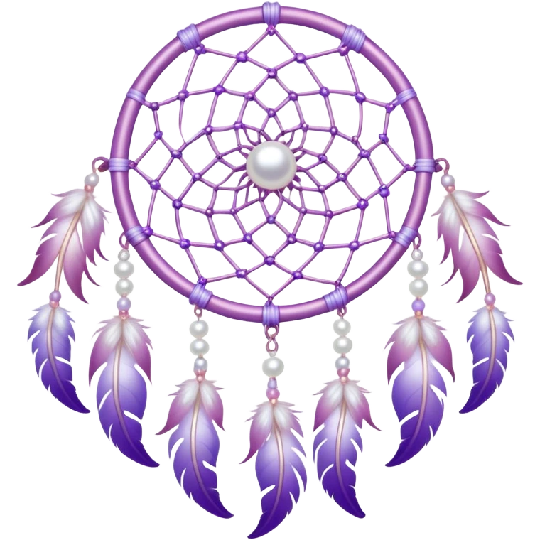 Iridescent Pastel white-pink-Violet-purple lavender dreamcatcher, white bead pearls  emoji