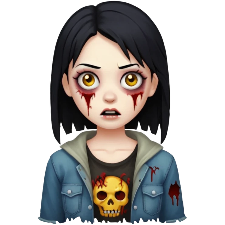 girl zombie with black hair emoji