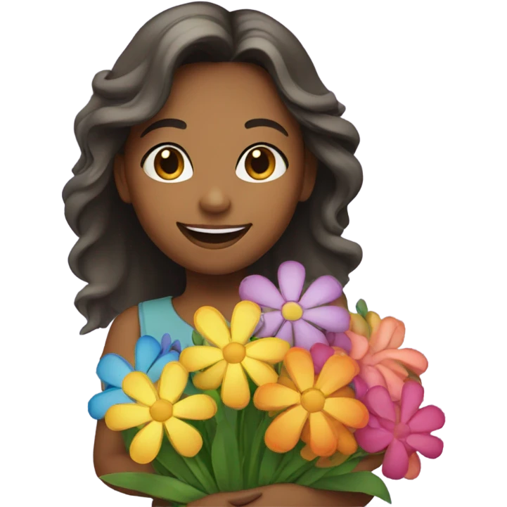 Girl holding flowers emoji