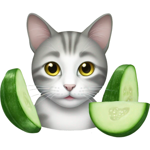 cat with cucumber slices  emoji