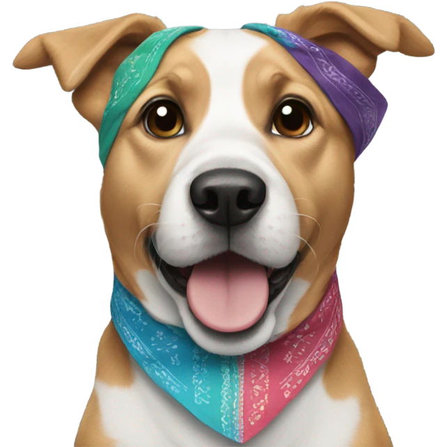 dog wearing a goodie emoji
