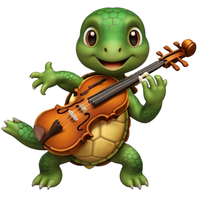 TUrtle playing violin emoji