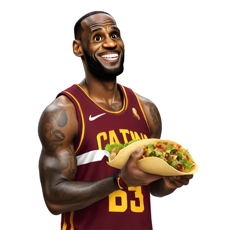LeBron eating a taco emoji